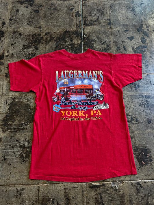 RED HARLEY-DAVIDSON POCKET TEE