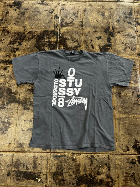 STUSSY OLD SKOOL GREY TEE