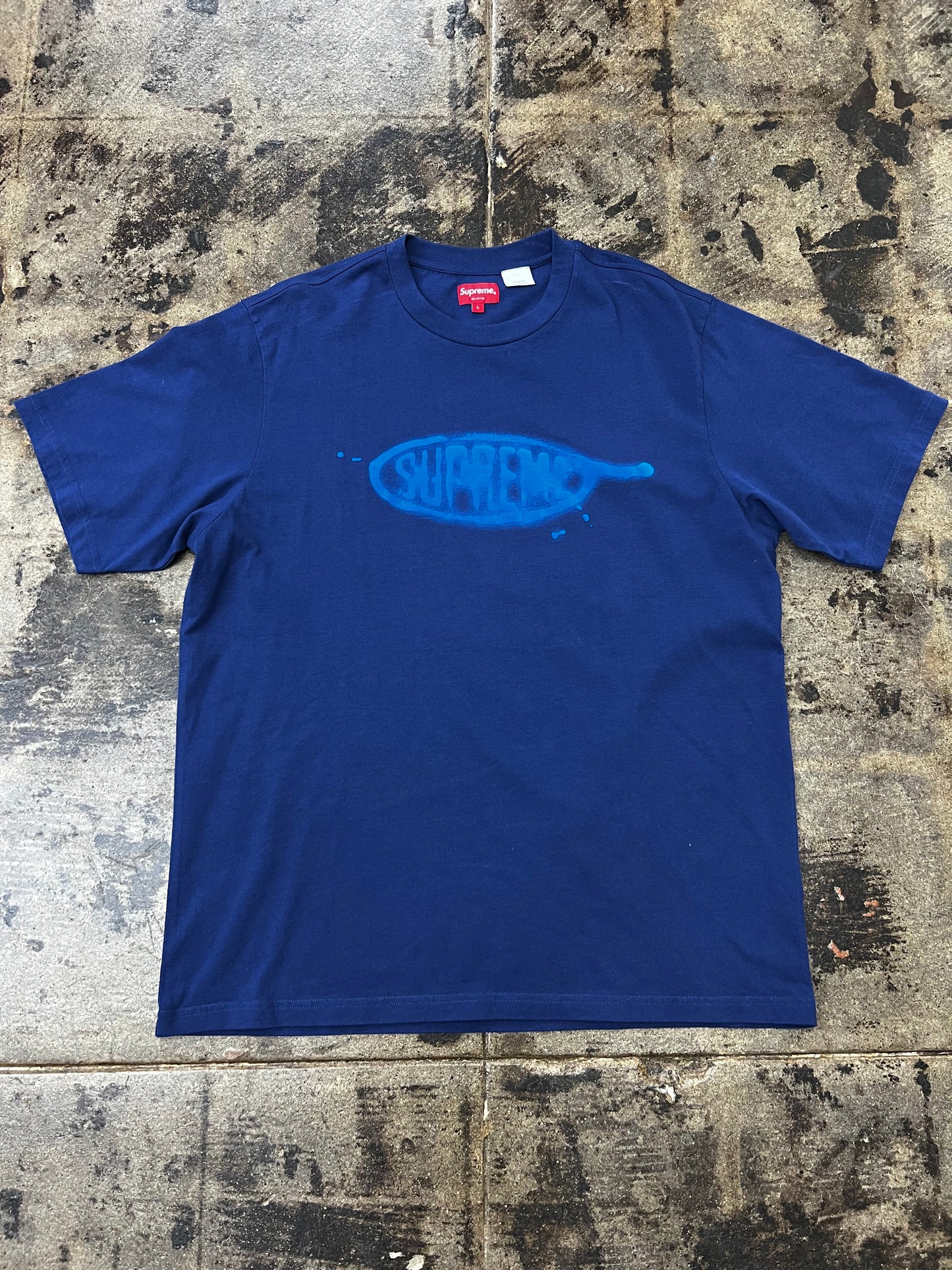 NAVY SUPREME INK BLOT S-S TOP TEE