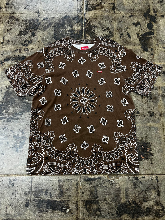 SUPREME SMALL BOX TEE BROWN BANDANA