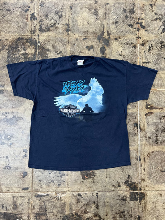 NAVY HARLEY-DAVIDSON WILD & FREE TEE