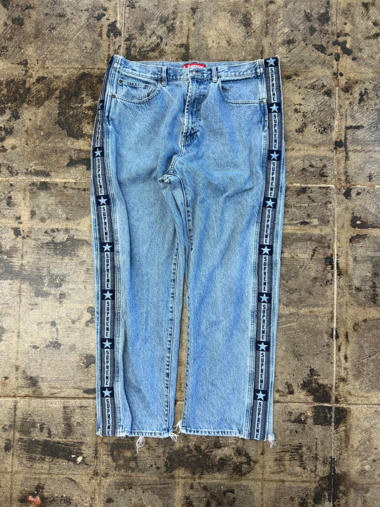 SUPREME SNAP-OFF BAGGY JEANS WASHED BLUE