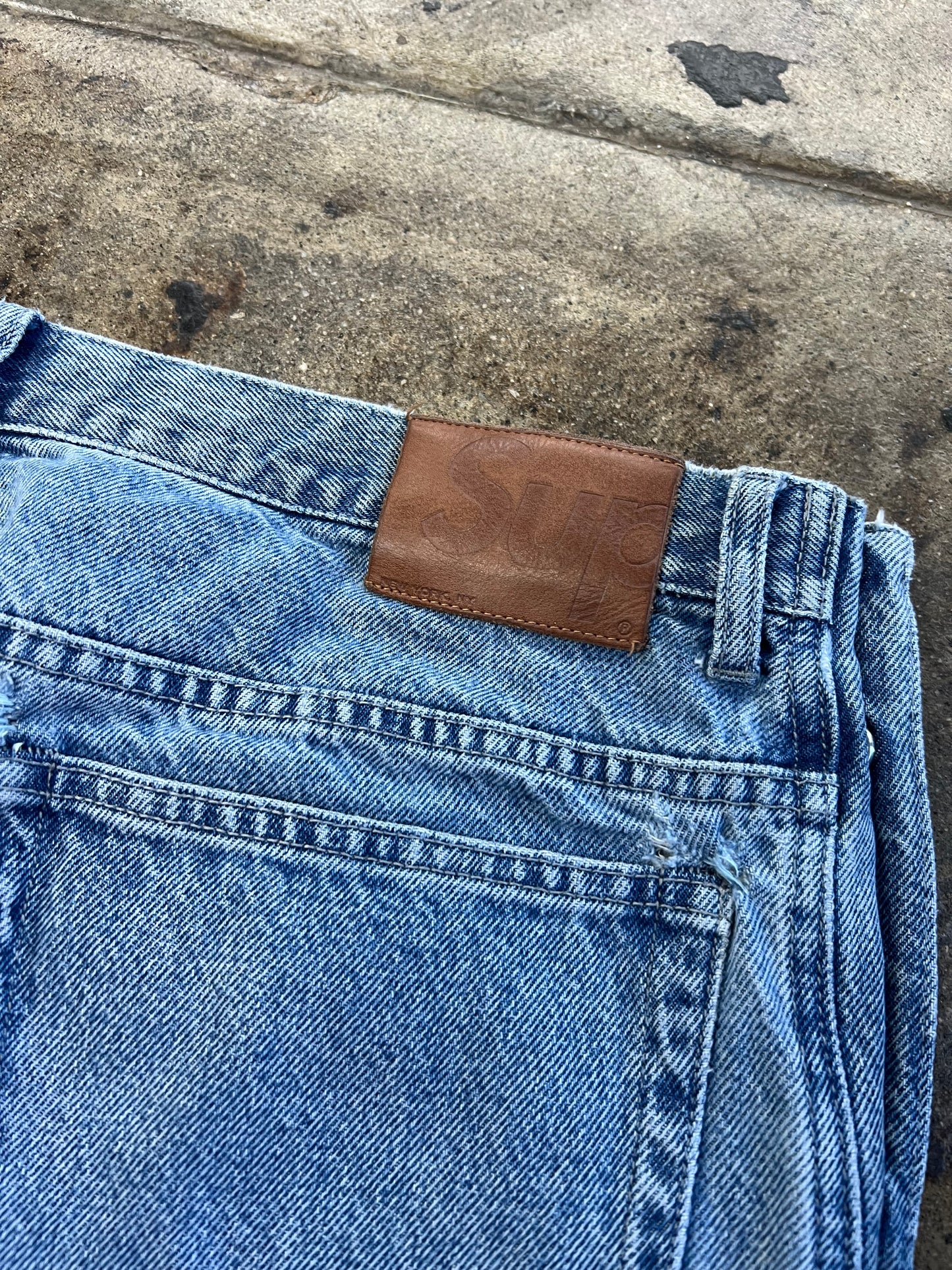 SUPREME SNAP-OFF BAGGY JEANS WASHED BLUE
