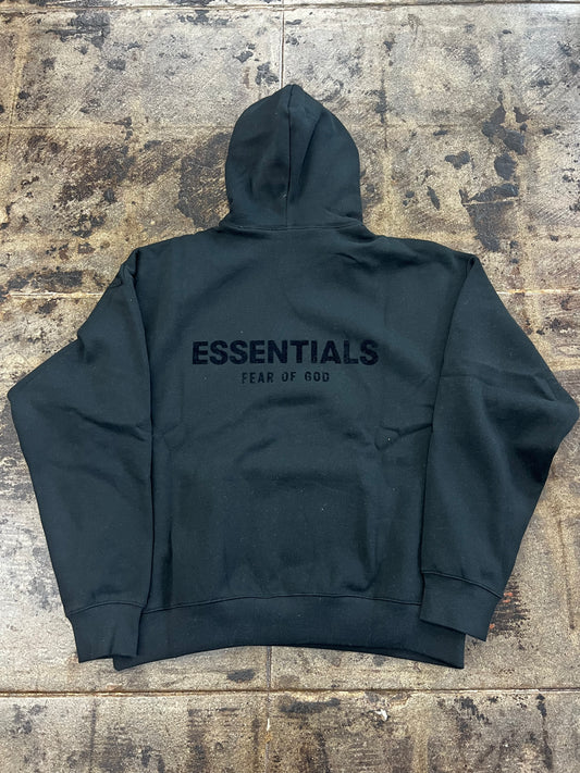 ESSENTIALS FLEECE BLACK HOODIE