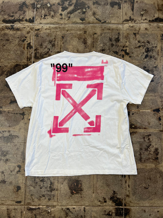 OFF WHITE PINK IMPRESSION STENCIL ARROWS OVERSIZED TEE