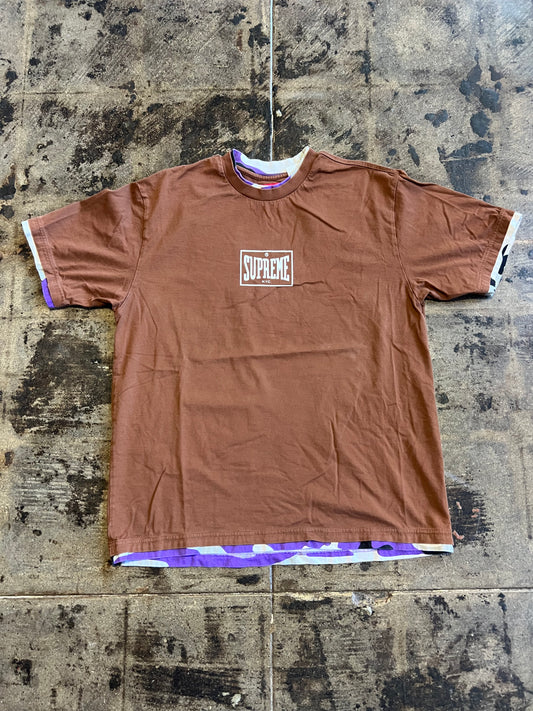 SUPREME LAYERED SHORT-SLEEVE TOP BROWN