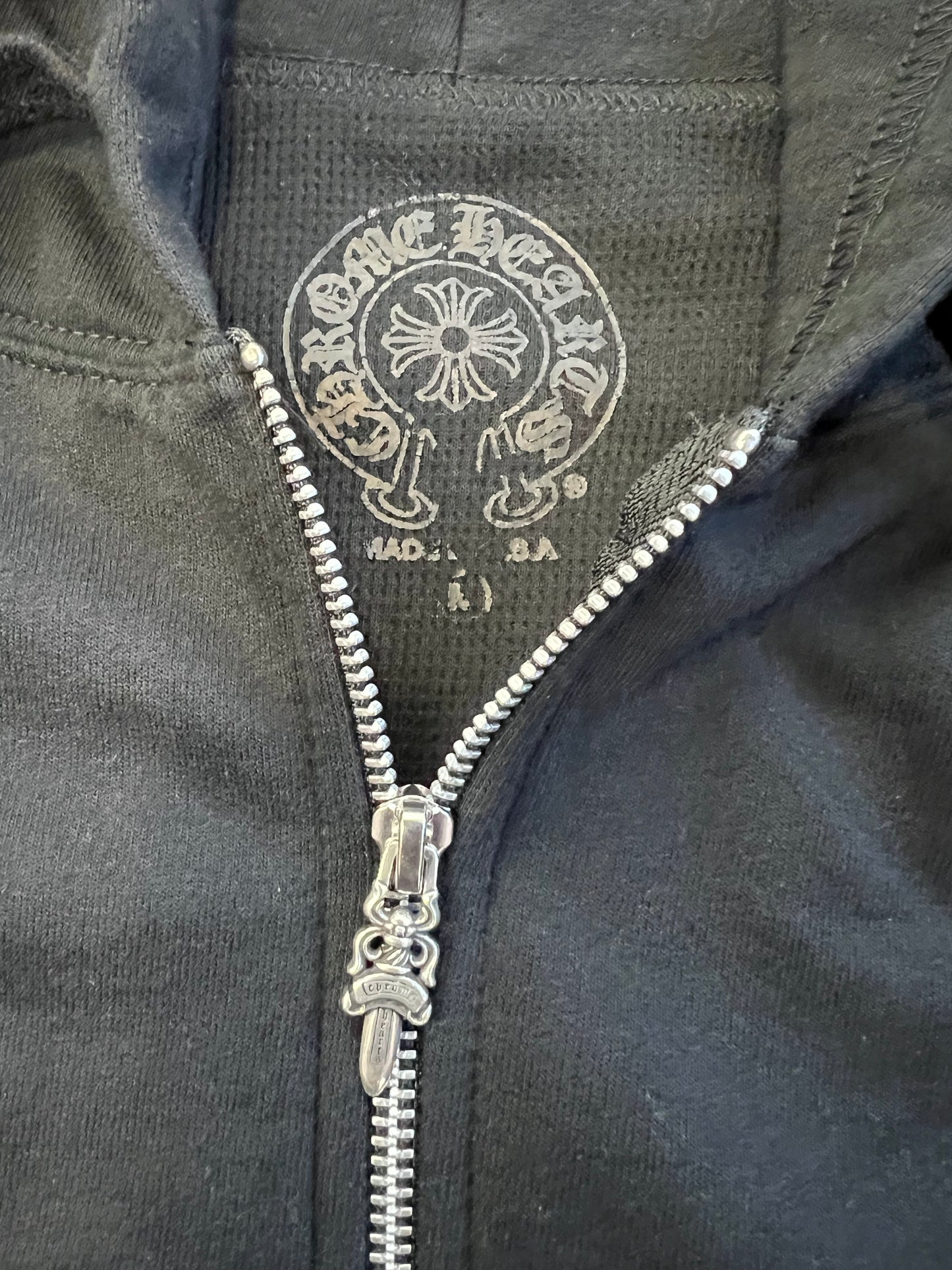 CHROME HEARTS THERMAL BLUE LETTER FULL ZIP UP BLACK