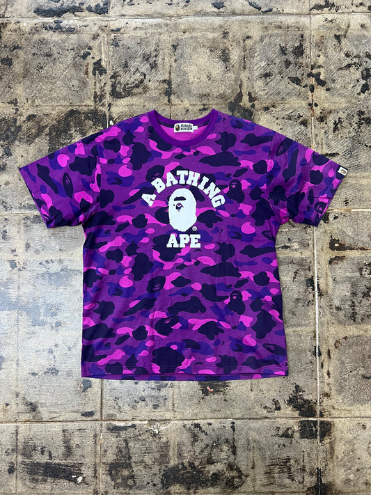 PURPLE BAPE A BATHING APE COLOR CAMO COLLEGE TEE