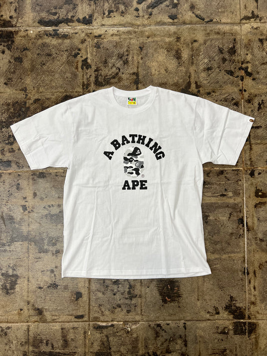 WHITE BAPE A BATHING APE ABC CAMO COLLEGE TEE