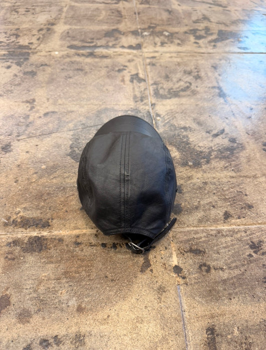SUPREME BLACK LEATHER CAMP CAP