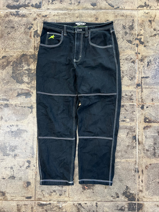 BLACK EMPYRE Y2K STAR BLACK CARPENTER SKATE JEANS