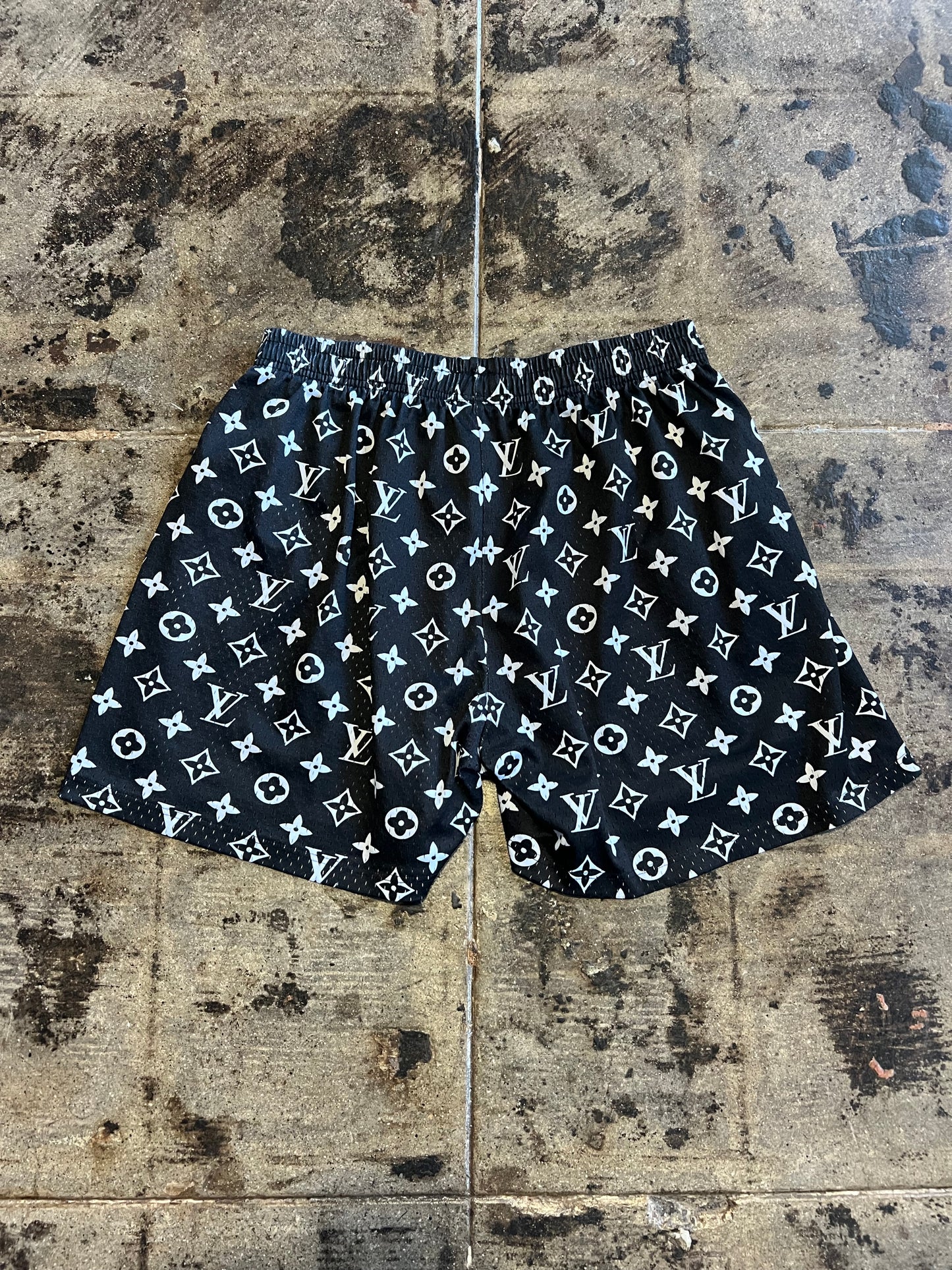 LV CUSTOM BLACK MESH SHORTS