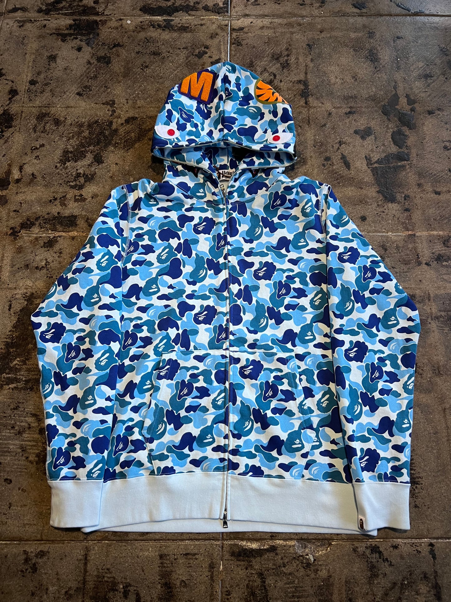 BAPE ABC CAMO SHARK FULL ZIP HOODIE BLUE