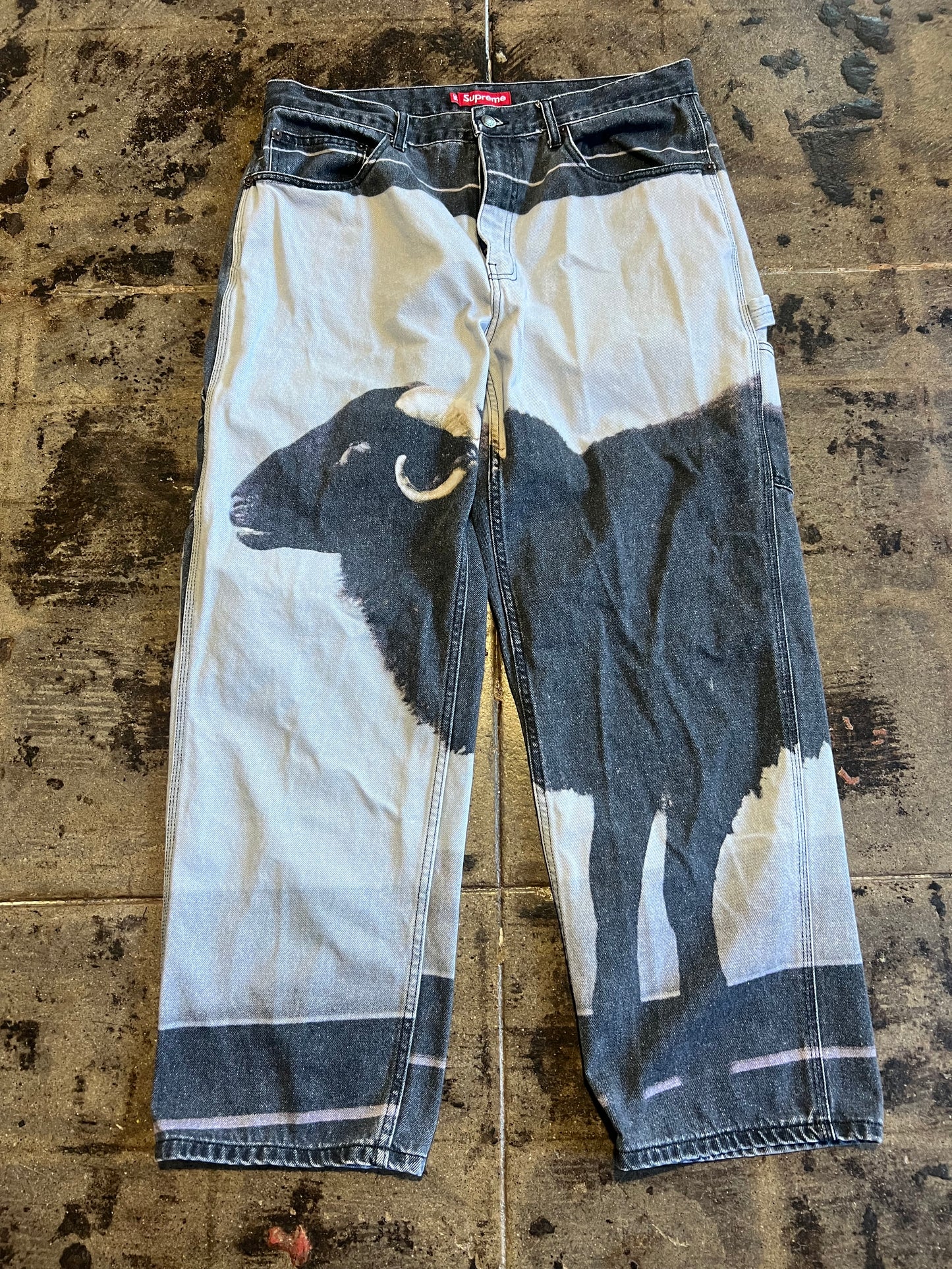 SUPREME DAMIEN HIRST BUFFALO PAINTER JEANS