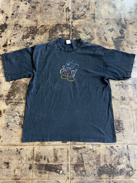 BLACK MICKEY EMBROIDERY TEE