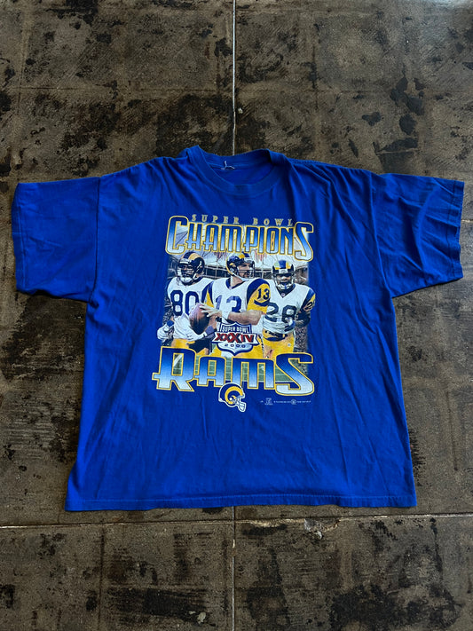 BLUE SUPER BOWL CHAMPS RAMS TEE