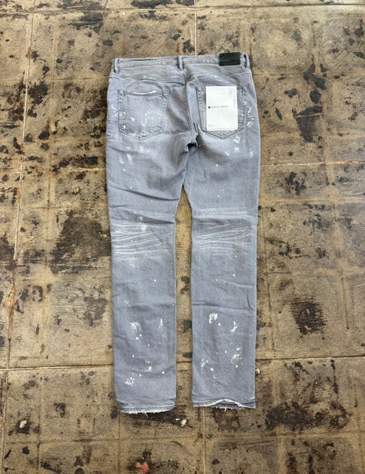 PURPLE BRAND WORN GREY KNEE SLIT SKINNY JEANS