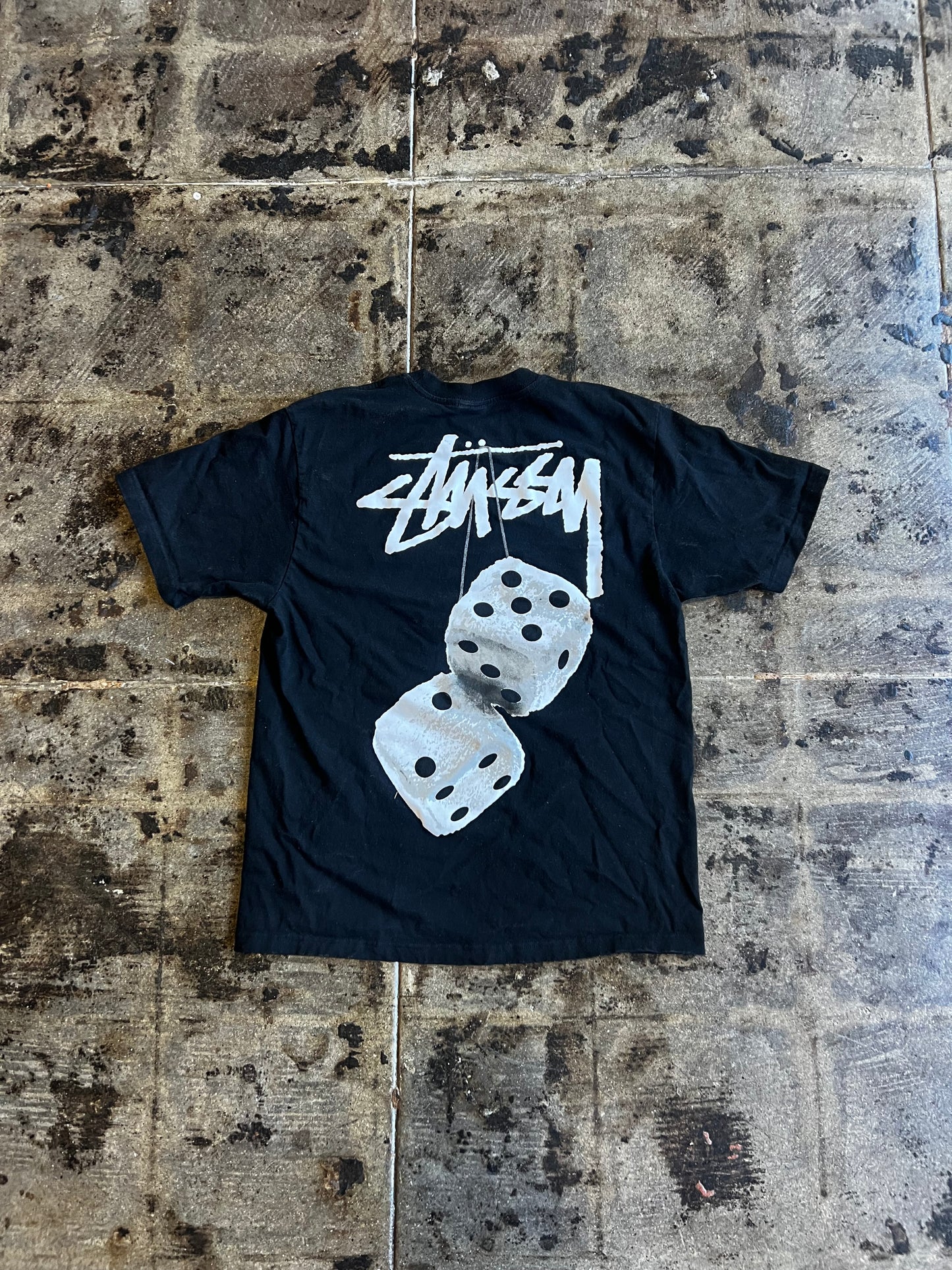 STUSSY FUZZY DICE BLK TEE