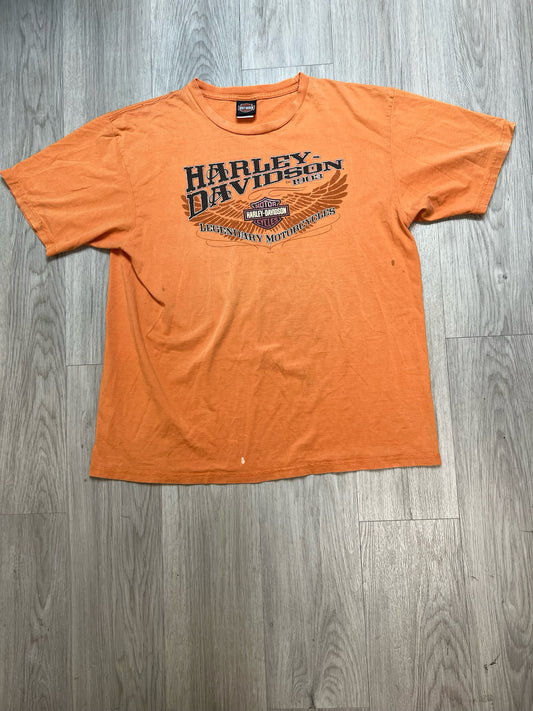 ORANGE HARLEY DAVIDSON TEE SZ: 2XL