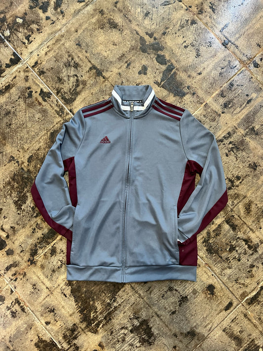 ADIDAS GREY/burgundy ZIPUP SZ: S