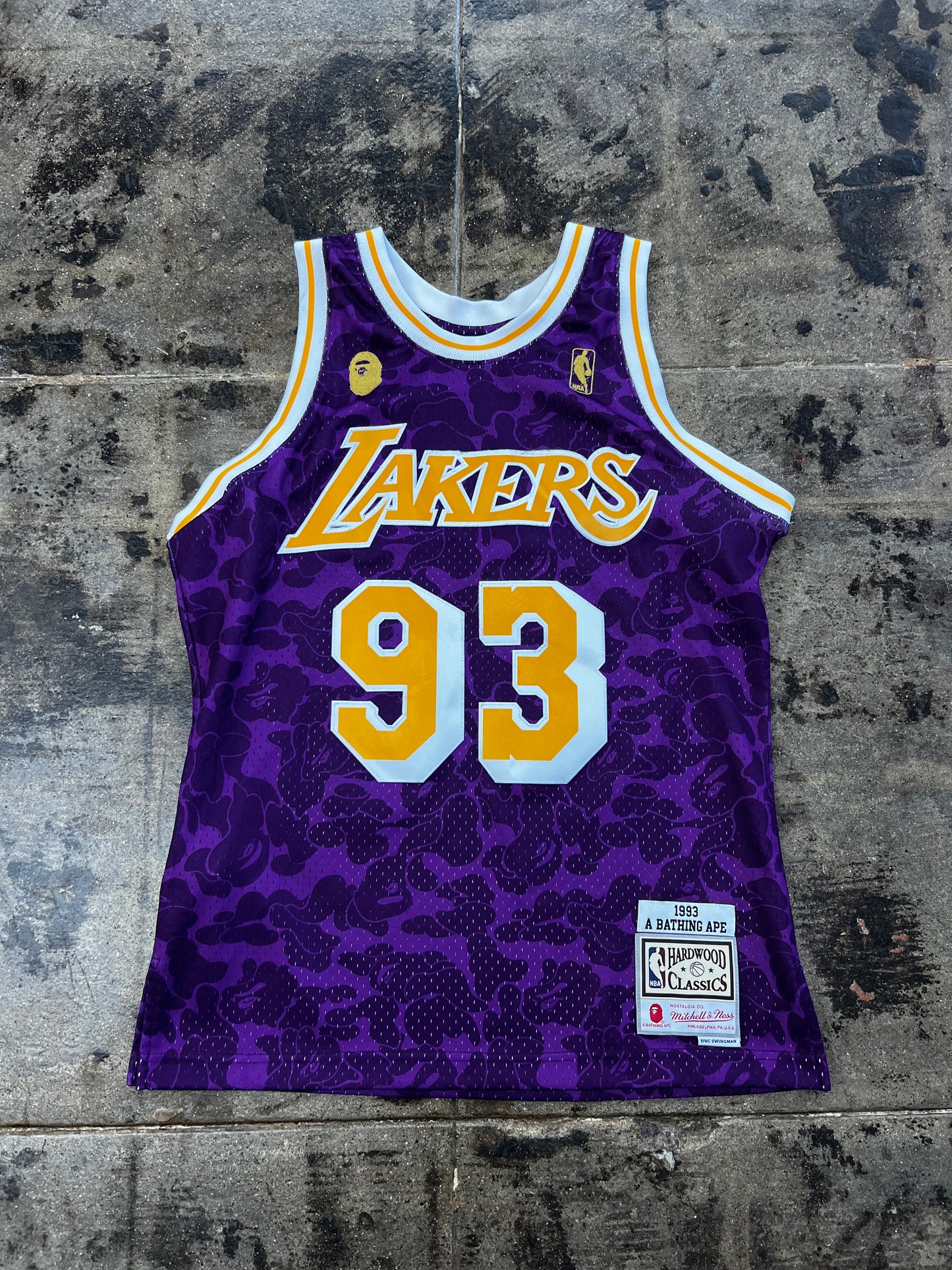 BAPE x MITCHELL & NESS LAKERS ABC BASKETBALL SWINGMAN JERSEY