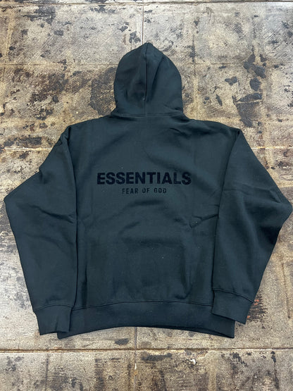 ESSENTIALS FLEECE BLACK HOODIE