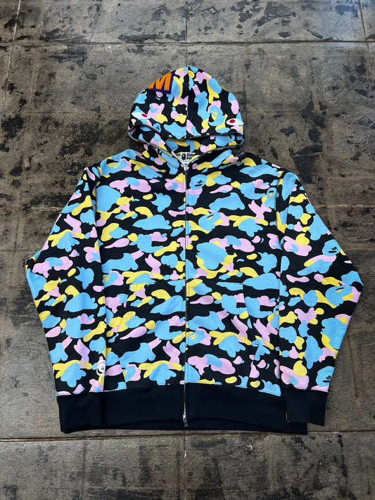 BAPE MULTI CAMO SHARK FULL ZIP HOODIE