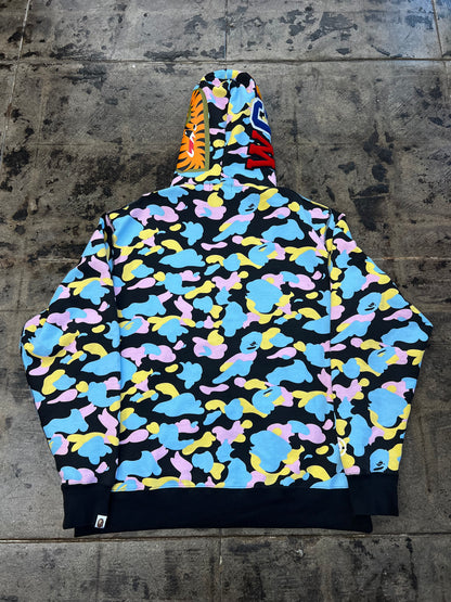 BAPE MULTI CAMO SHARK FULL ZIP HOODIE