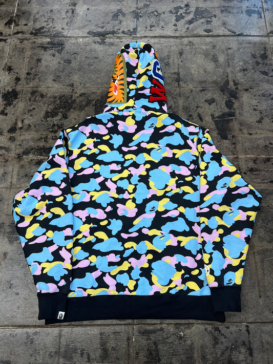 BAPE MULTI CAMO SHARK FULL ZIP HOODIE