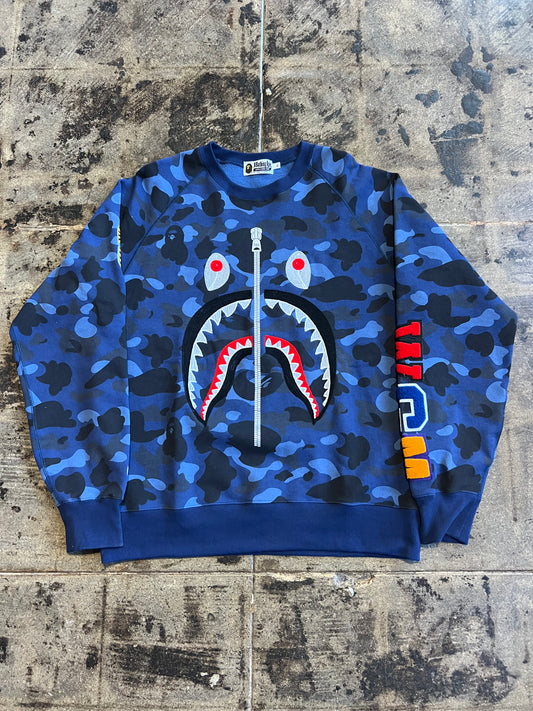 BAPE BLUE CAMO CHARK CREWNECK