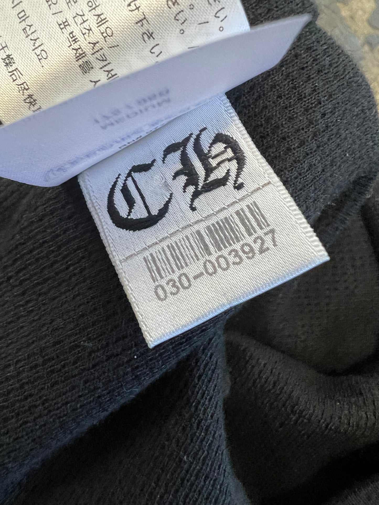 CHROME HEARTS THERMAL BLUE LETTER FULL ZIP UP BLACK