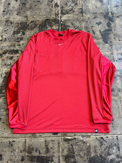 RED NIKE MESH LONG SLEEVE