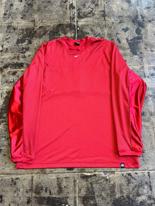 RED NIKE MESH LONG SLEEVE