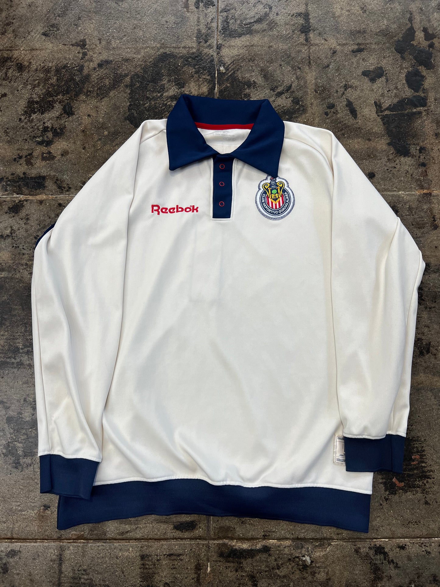 REEBOK CHIVAS L-S POLO NAVY/WHT