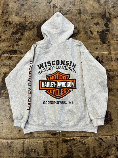 GREY HARLEY DAVIDSON HOODIE ZIPUP