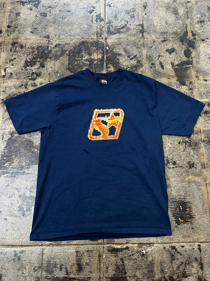 STUSSY S BLAZE NAVY TEE