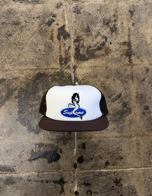 SUPREME PIN UP MESH BACK 5 PANEL BROWN HAT