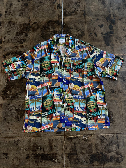 RHUDE POSTAL CARD-PRINT BUTTON UP