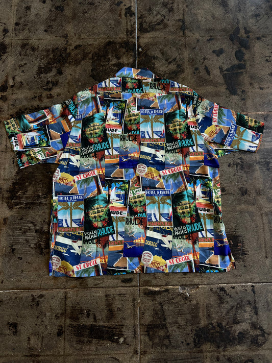 RHUDE POSTAL CARD-PRINT BUTTON UP