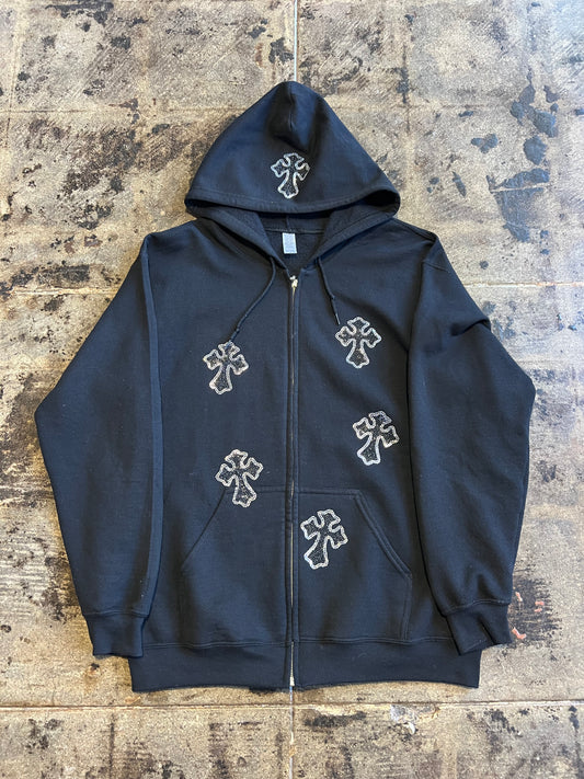 BLACK CROSS HOODIE ZIPUP