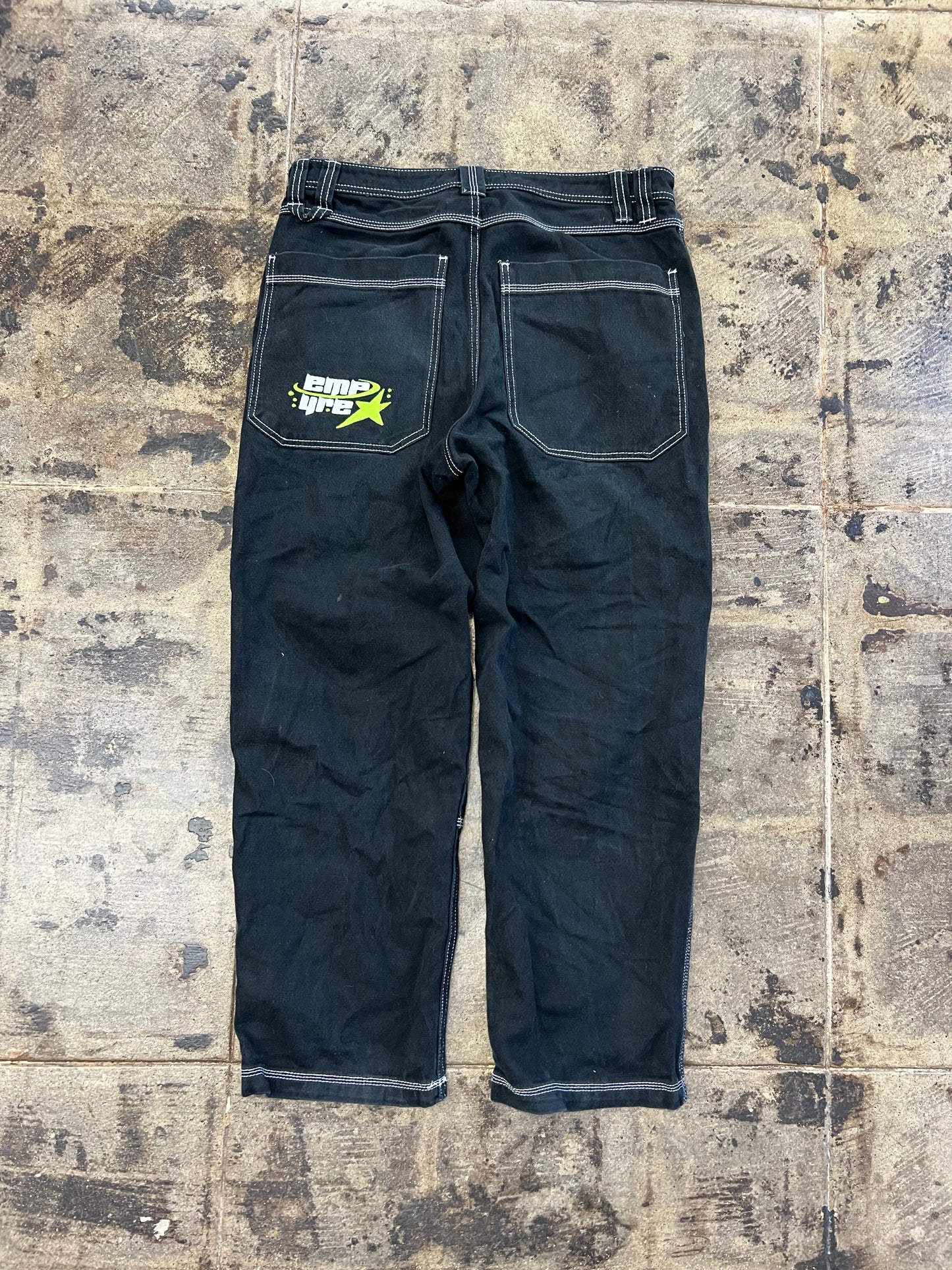 BLACK EMPYRE Y2K STAR BLACK CARPENTER SKATE JEANS