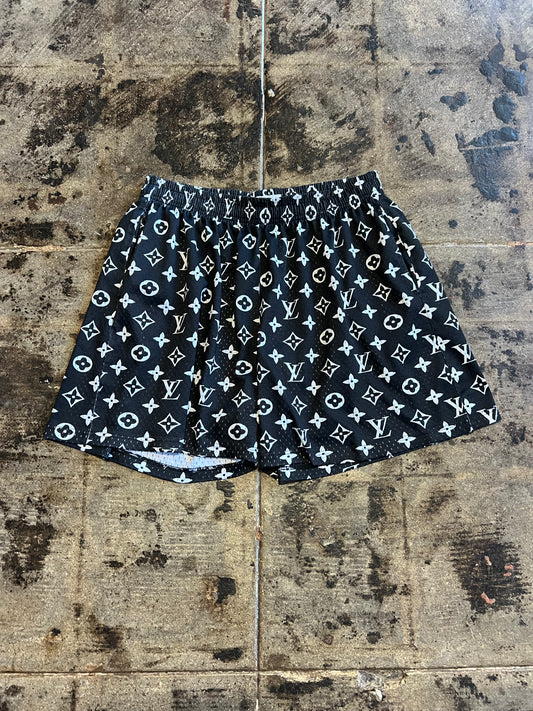 LV CUSTOM BLACK MESH SHORTS
