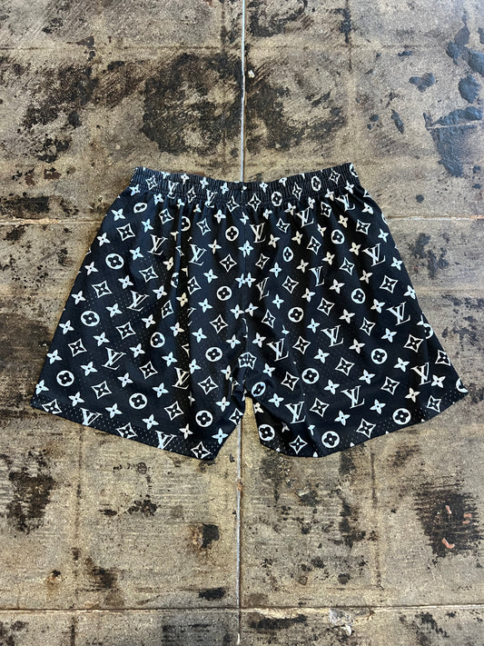 LV CUSTOM BLACK MESH SHORTS