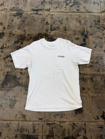 SUPREME EMBROIDERED POCKET WHITE TEE
