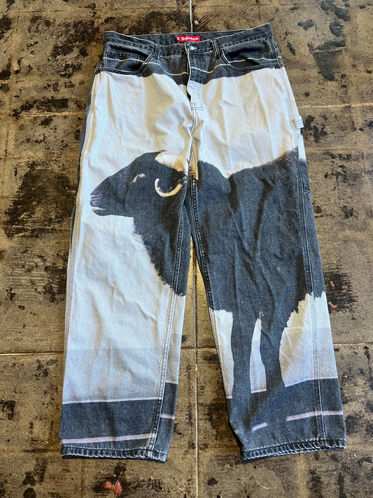 SUPREME DAMIEN HIRST BUFFALO PAINTER JEANS