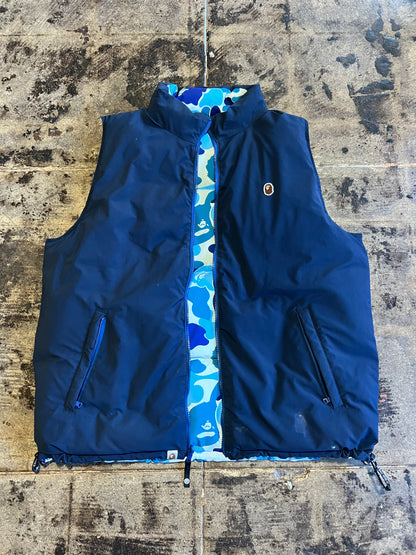 BAPE ABC REVERSIBLE DOWN VEST BLUE