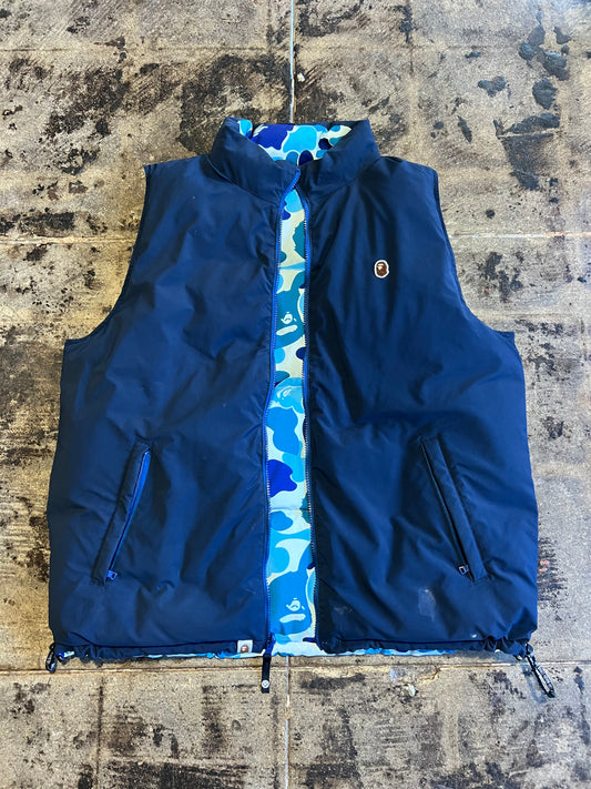 BAPE ABC REVERSIBLE DOWN VEST BLUE