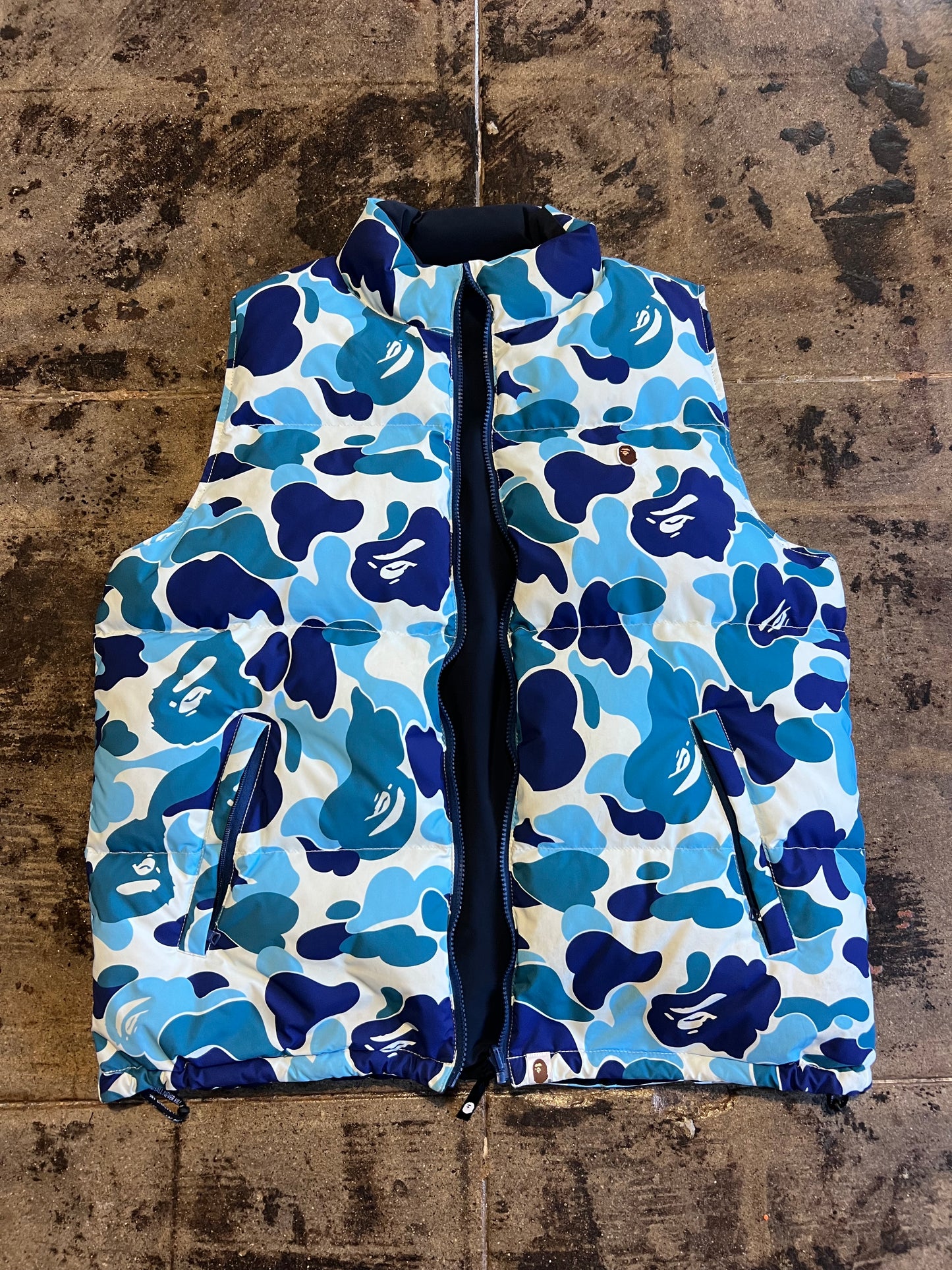 BAPE ABC REVERSIBLE DOWN VEST BLUE