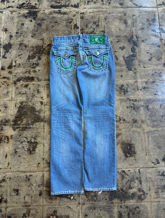 TRUE RELIGION BLUE JEAN RICKY STRAIGHT