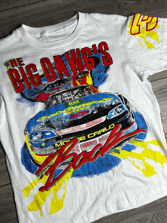 VINTAGE 1997'  AOP NASCAR TEE SZ: L